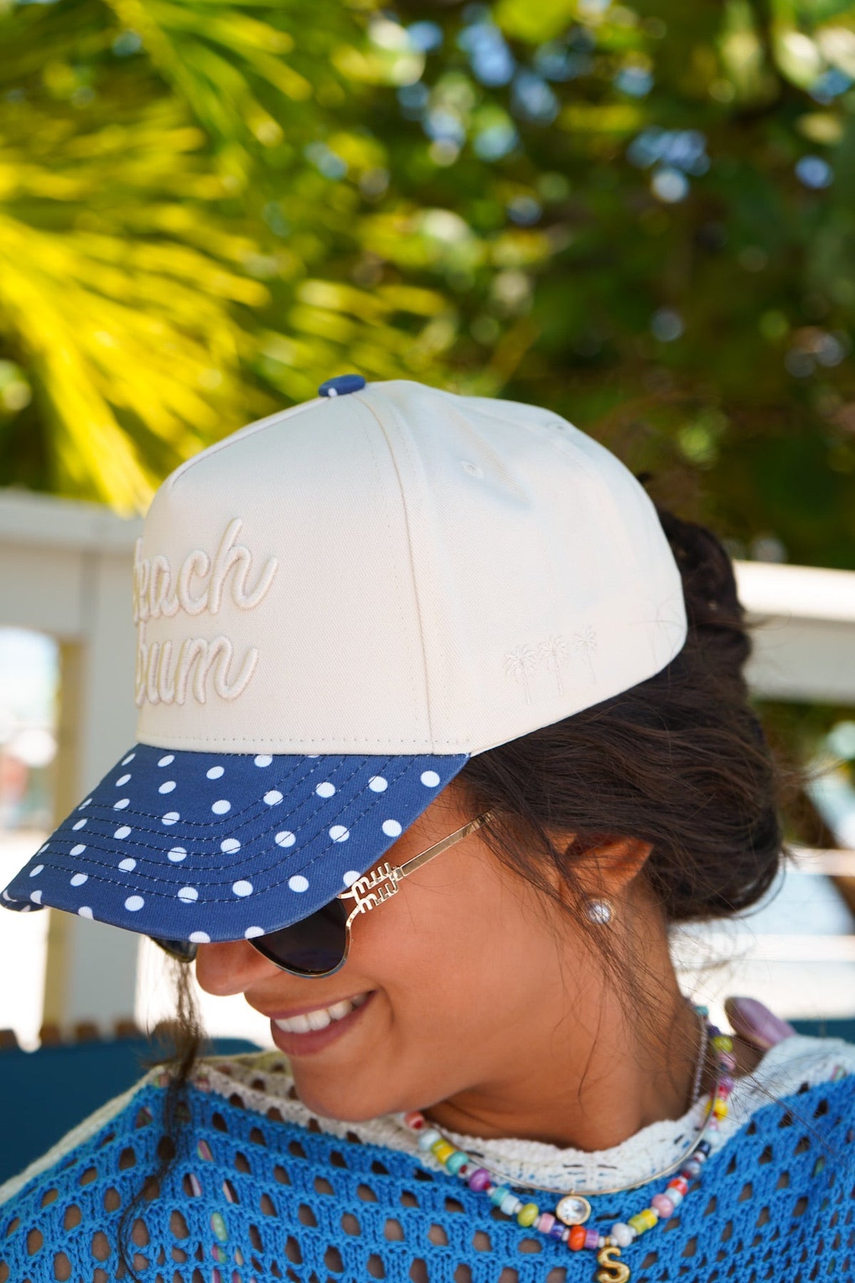 Beach Bum - Navy Polka Dot Hat - Shop LINNY CO