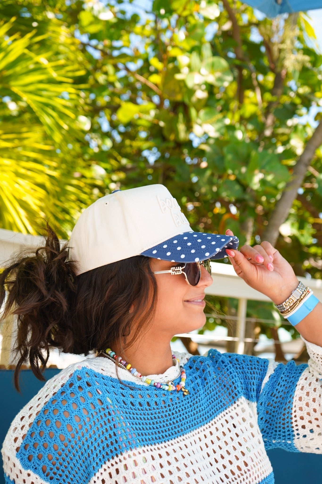 Beach Bum - Navy Polka Dot Hat - Shop LINNY CO
