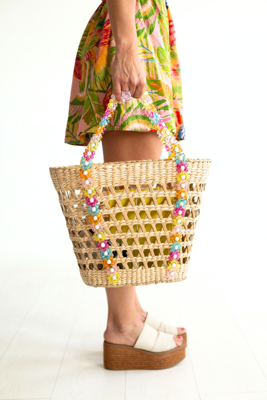 Beaded Beach Basket Tote - Shop LINNY CO