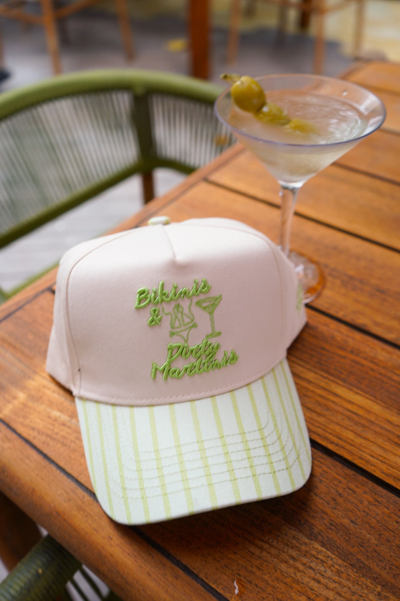 Bikinis & Dirty Martinis - Green Stripe Trucker Hat - Shop LINNY CO