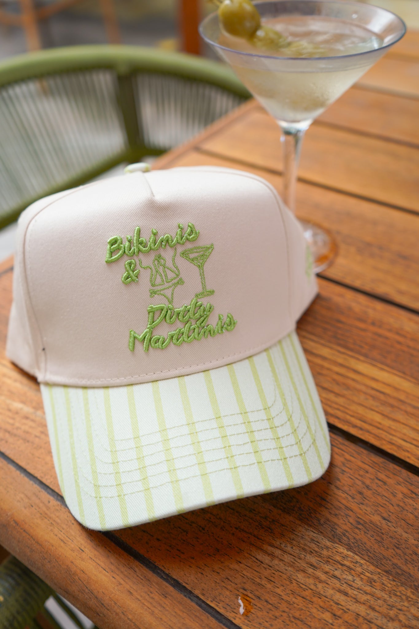 Bikinis & Dirty Martinis - Green Stripe Trucker Hat - Shop LINNY CO