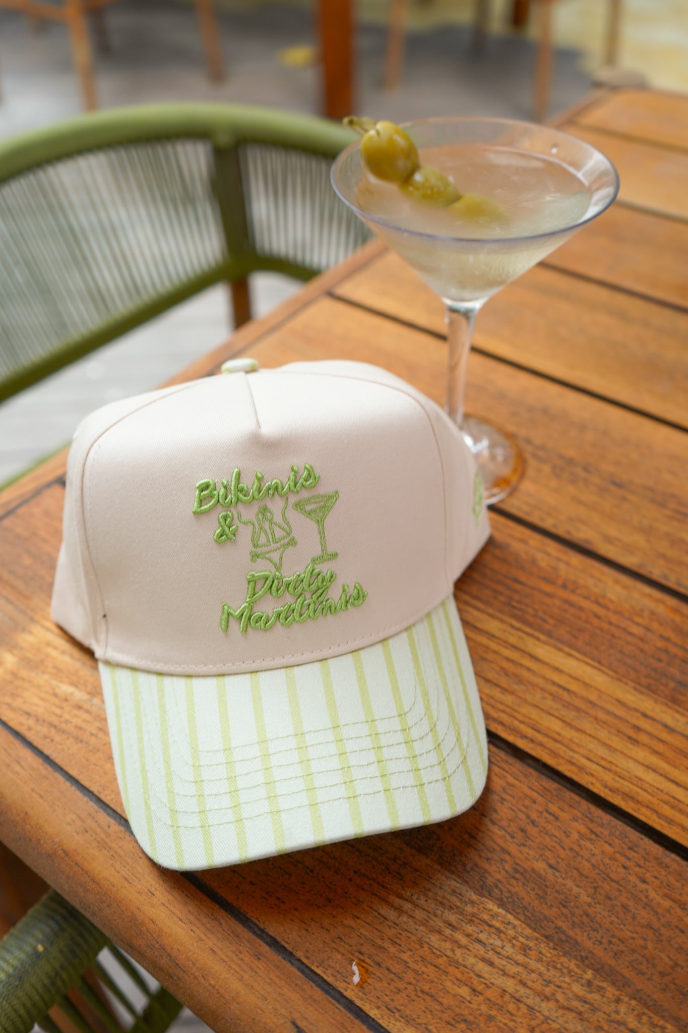 Bikinis & Dirty Martinis - Green Stripe Trucker Hat - Shop LINNY CO