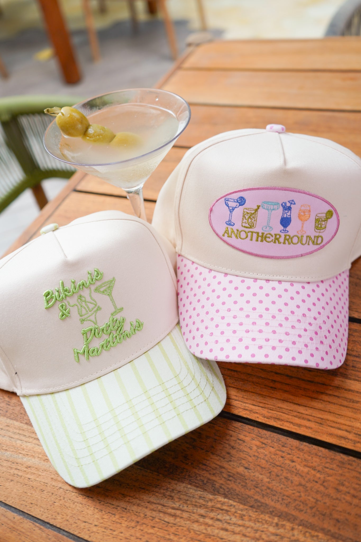 Bikinis & Dirty Martinis - Green Stripe Trucker Hat - Shop LINNY CO