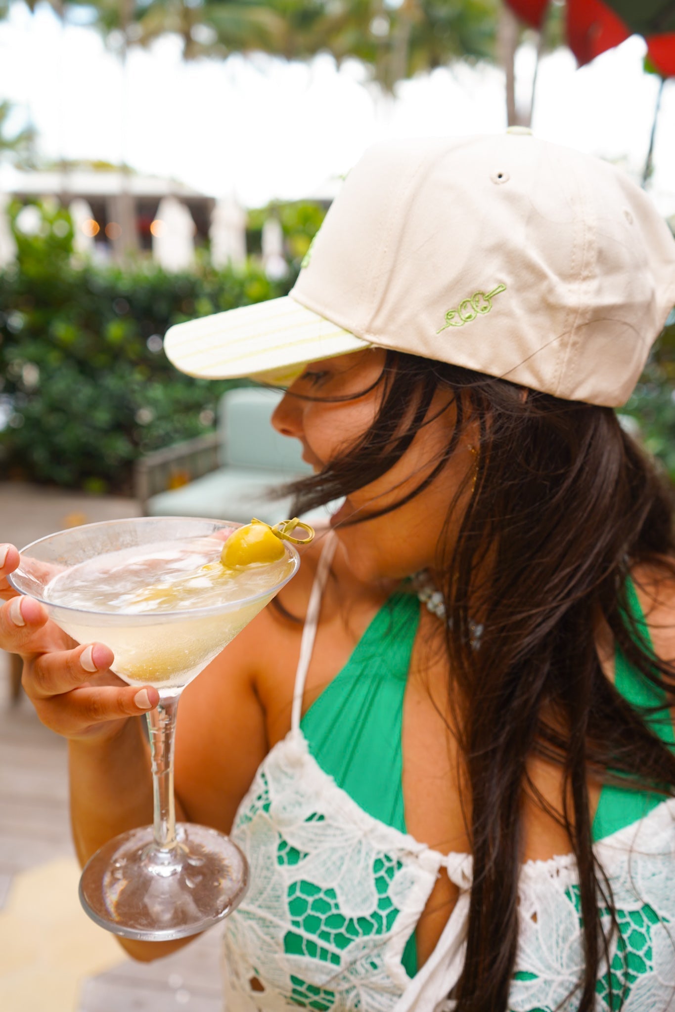 Bikinis & Dirty Martinis - Green Stripe Trucker Hat - Shop LINNY CO