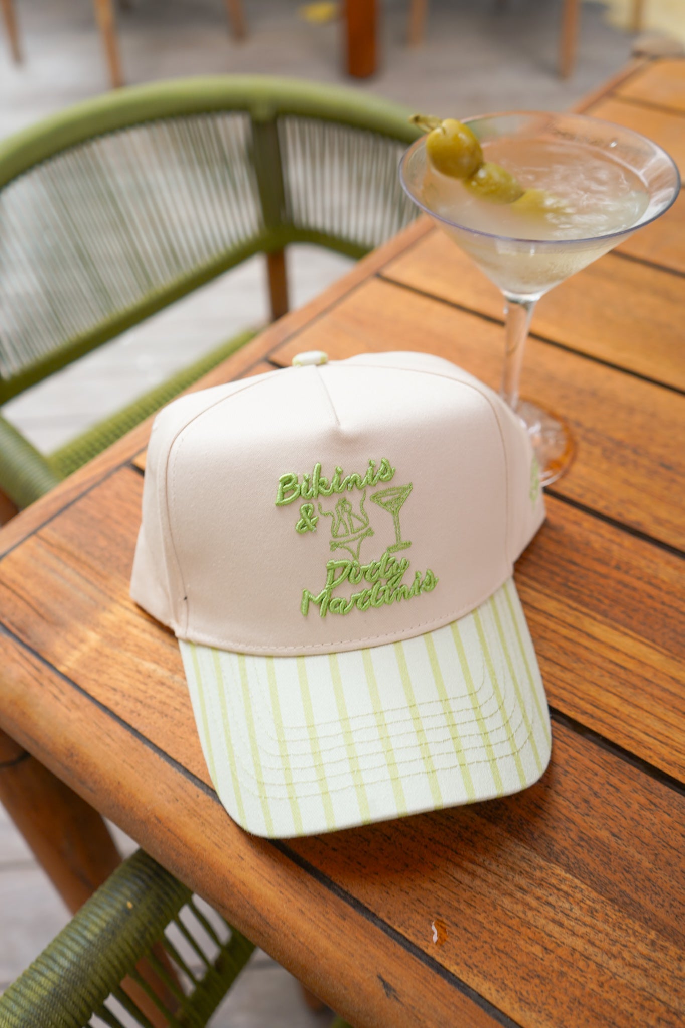 Bikinis & Dirty Martinis - Green Stripe Trucker Hat - Shop LINNY CO