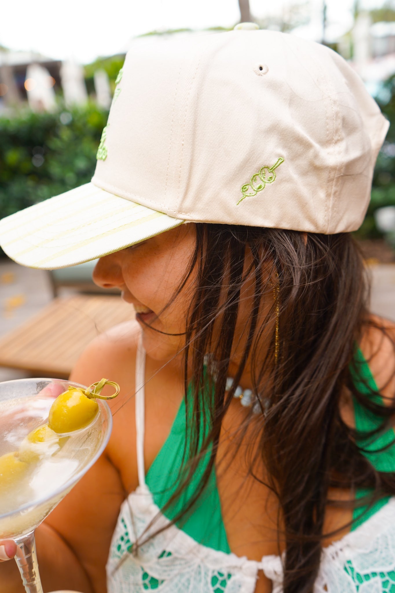 Bikinis & Dirty Martinis - Green Stripe Trucker Hat - Shop LINNY CO