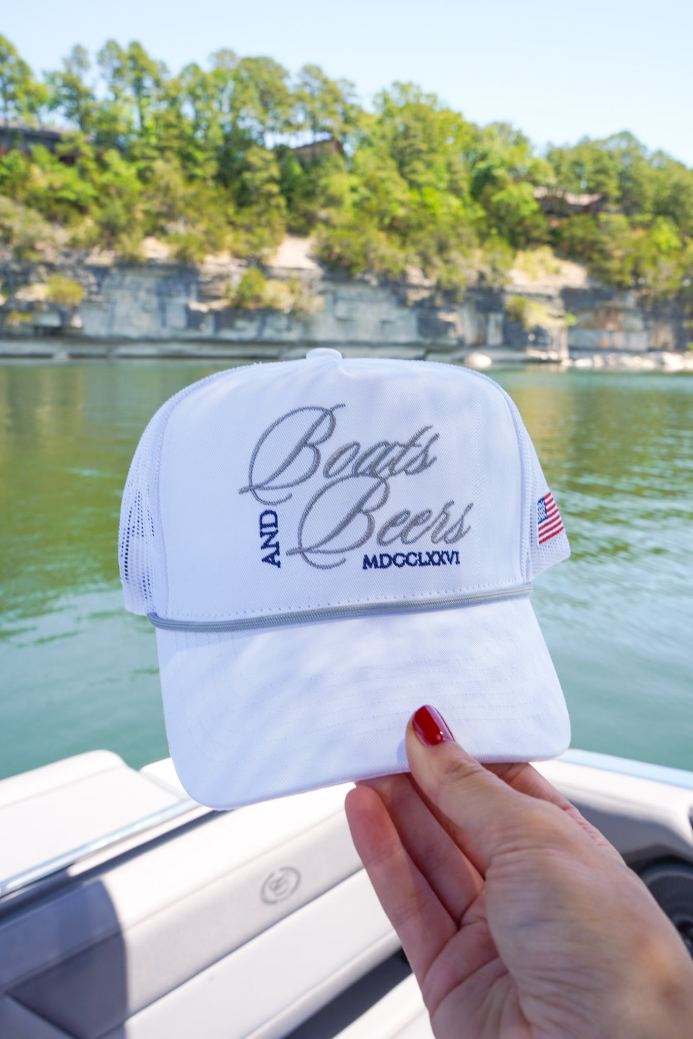 Boats & Beers - White Vintage Trucker Hat - Shop LINNY CO