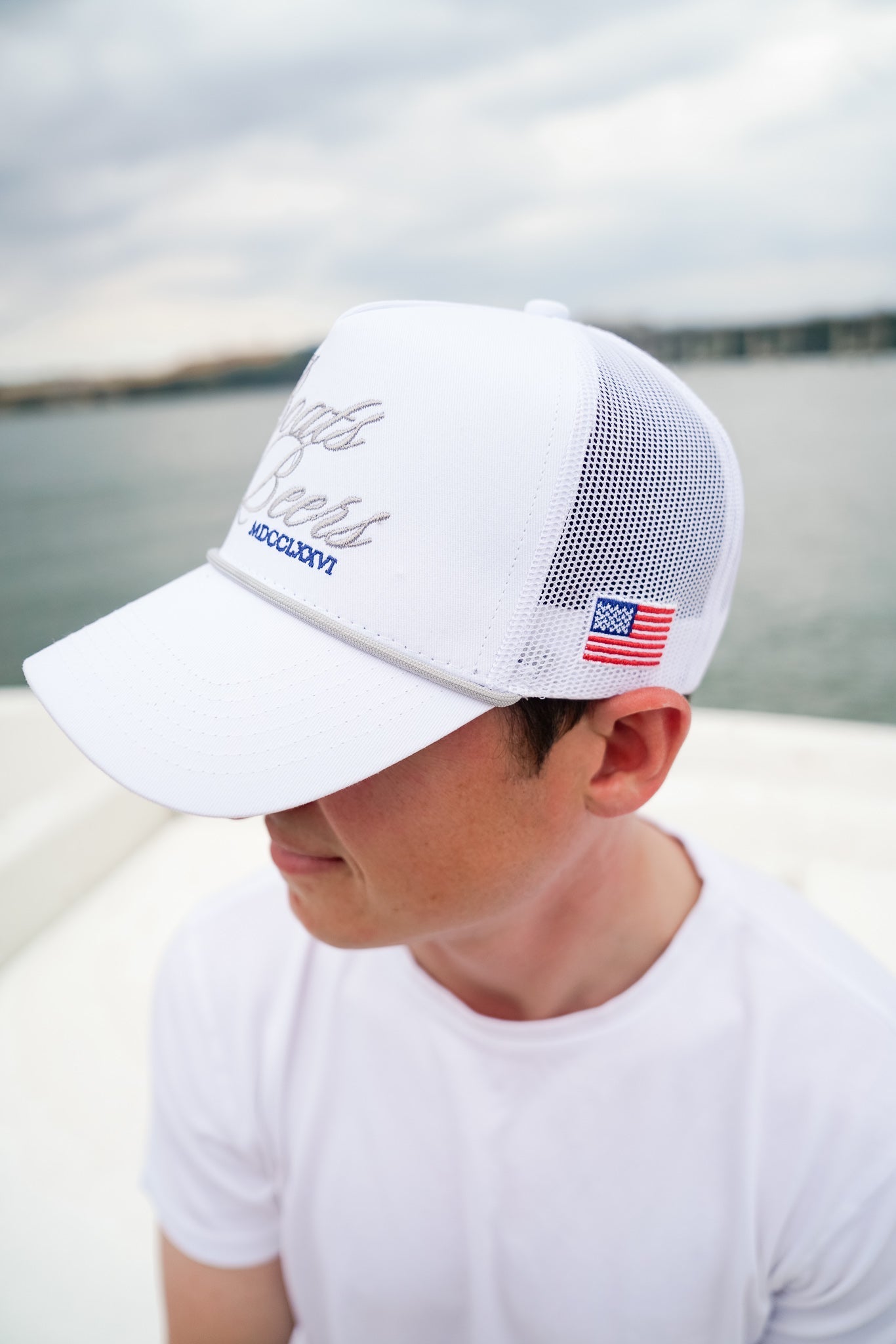 Boats & Beers - White Vintage Trucker Hat - Shop LINNY CO