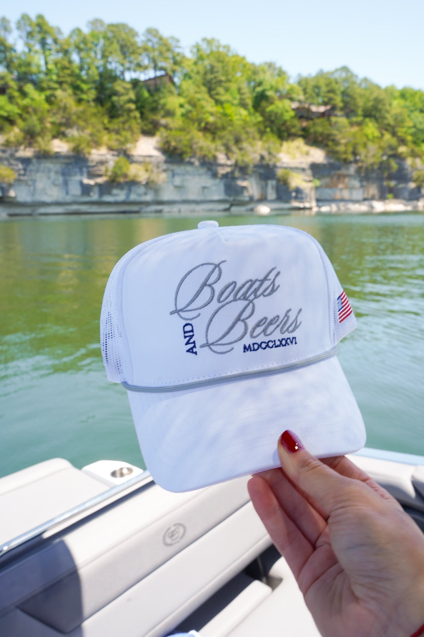 Boats & Beers - White Vintage Trucker Hat - Shop LINNY CO