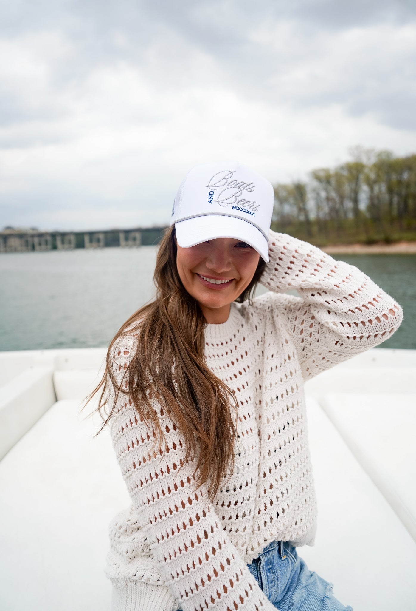 Boats & Beers - White Vintage Trucker Hat - Shop LINNY CO