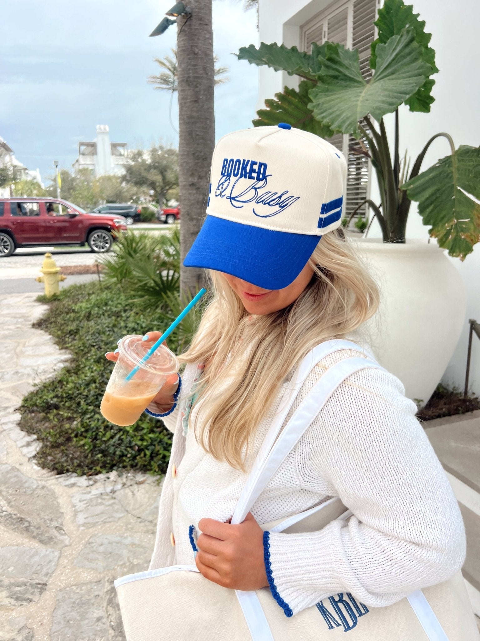 Booked and Busy - Royal Blue Vintage Trucker Hat - PREORDER - Shop LINNY CO