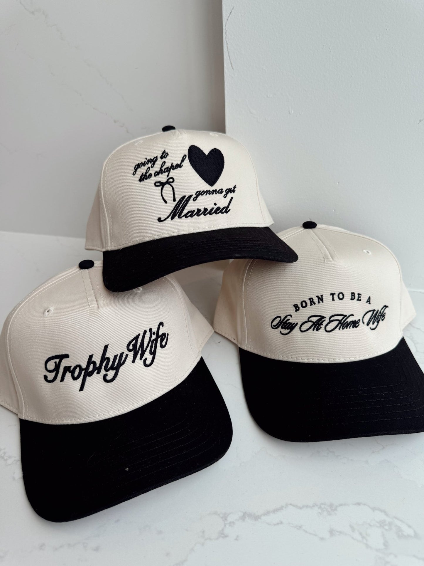Born To Be A Stay At Home Wife - Black Vintage Trucker Hat - Shop LINNY CO
