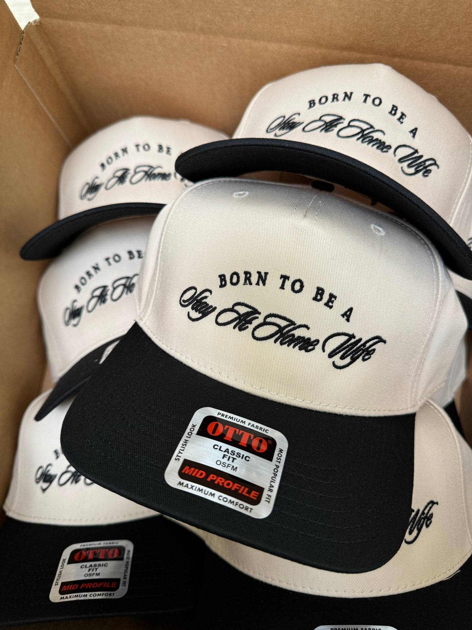 Born To Be A Stay At Home Wife - Black Vintage Trucker Hat - Shop LINNY CO