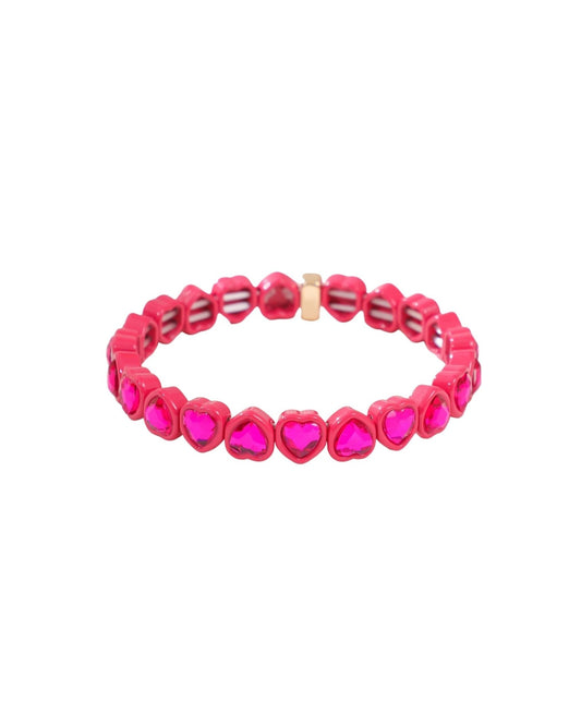 Bracelet - Candy Gem Heart Hot Pink - Shop LINNY CO