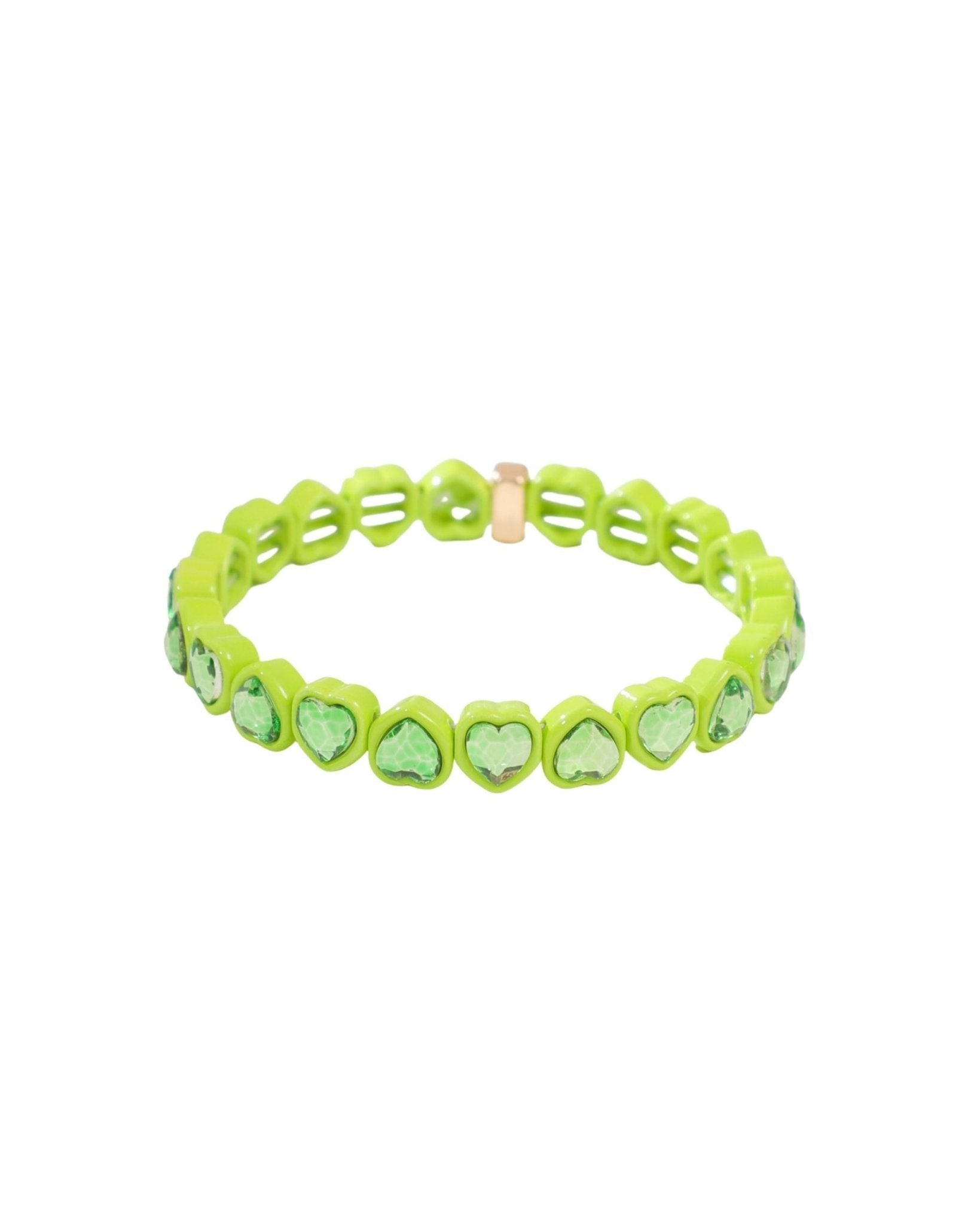Bracelet - Candy Gem Heart Lime - Shop LINNY CO