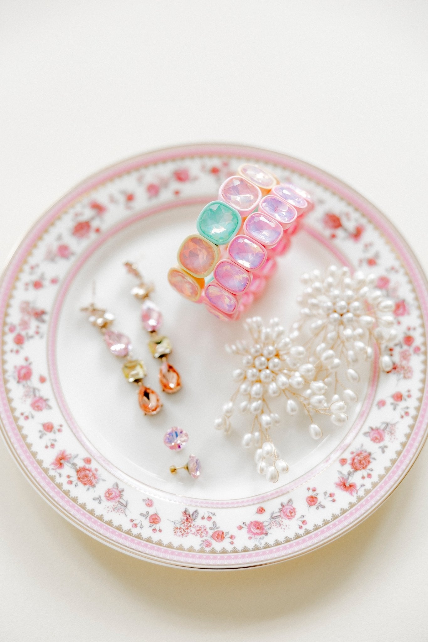 Bracelet - Candy Gem Oval Light Pink - Shop LINNY CO