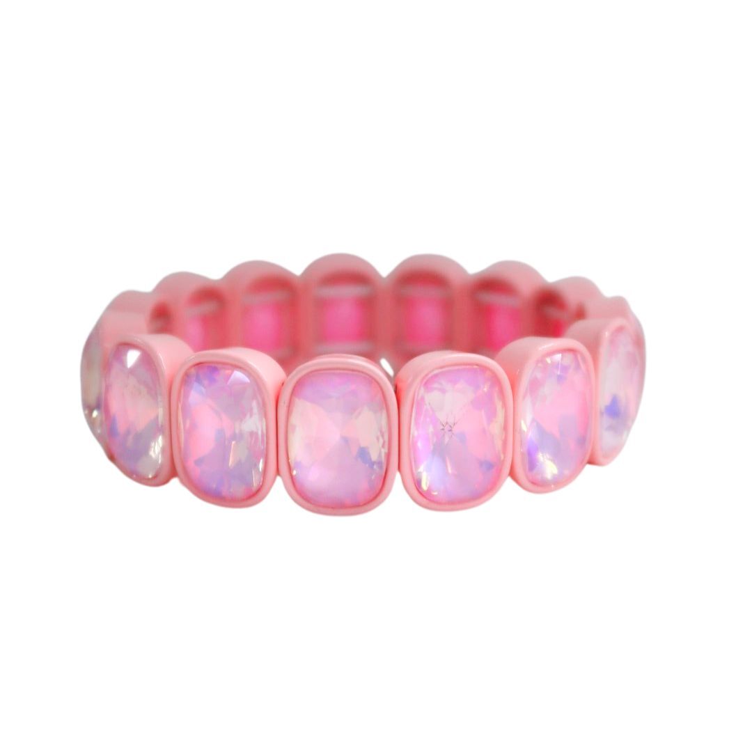 Bracelet - Candy Gem Oval Light Pink - Shop LINNY CO