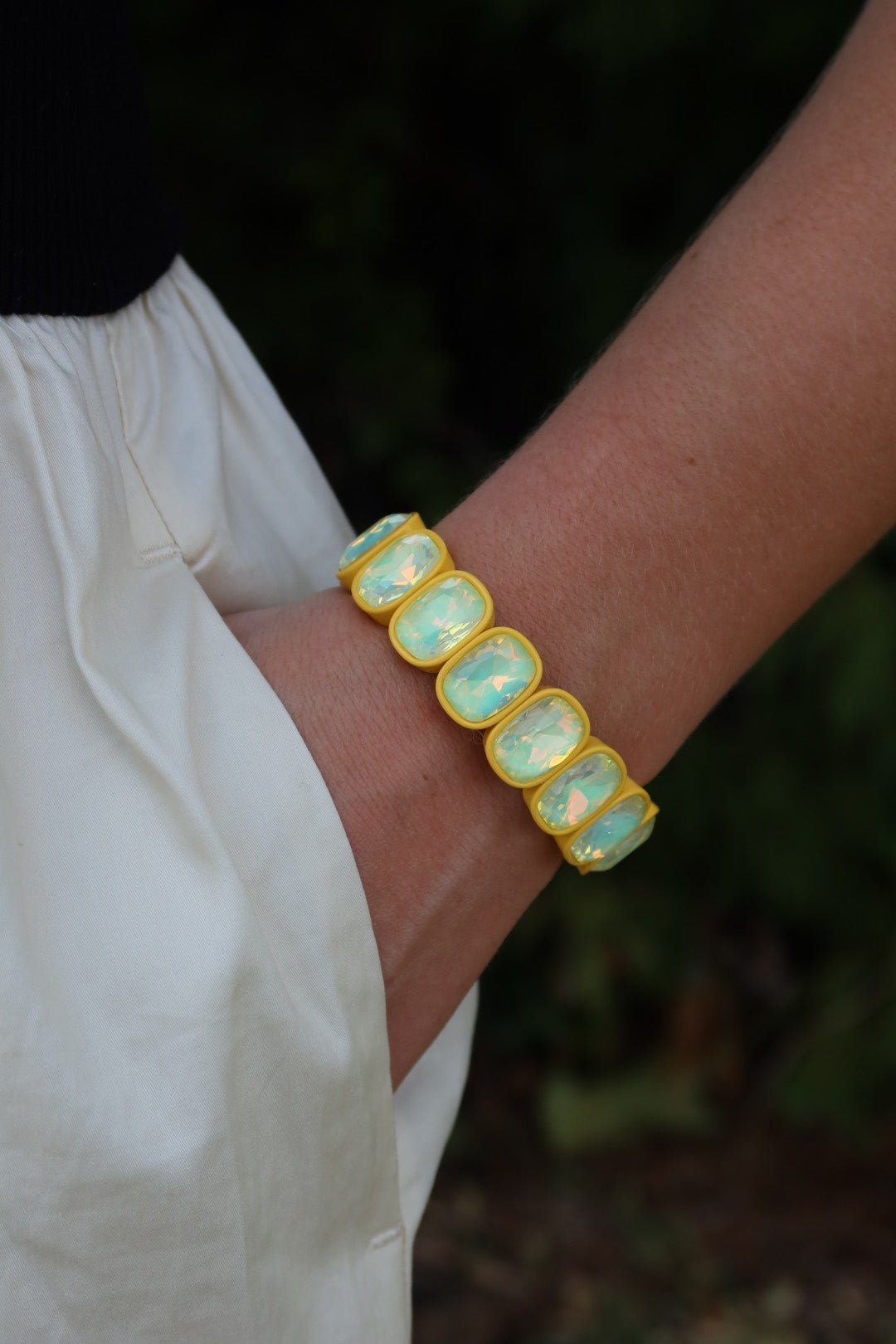 Bracelet - Candy Gem Oval Yellow - Shop LINNY CO