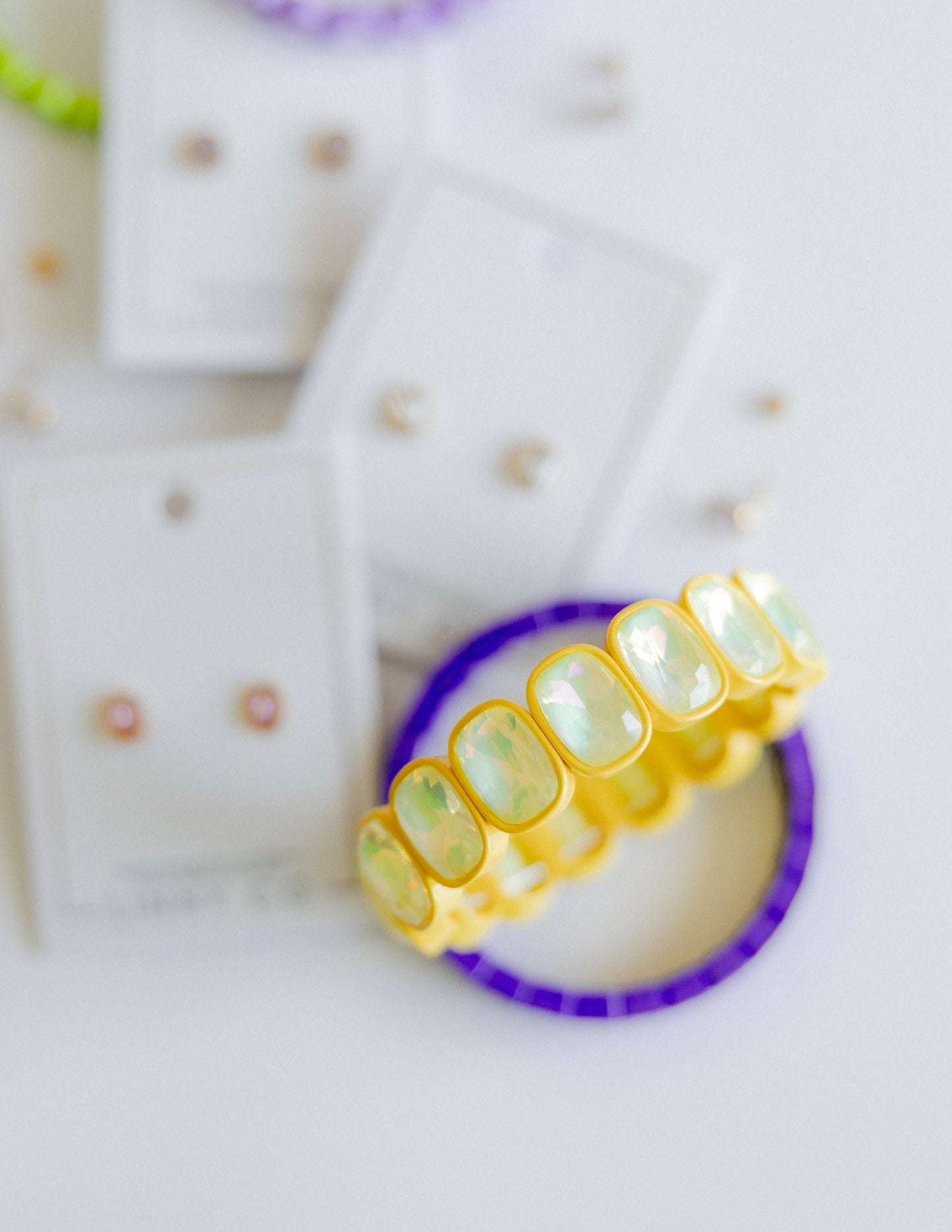 Bracelet - Candy Gem Oval Yellow - Shop LINNY CO