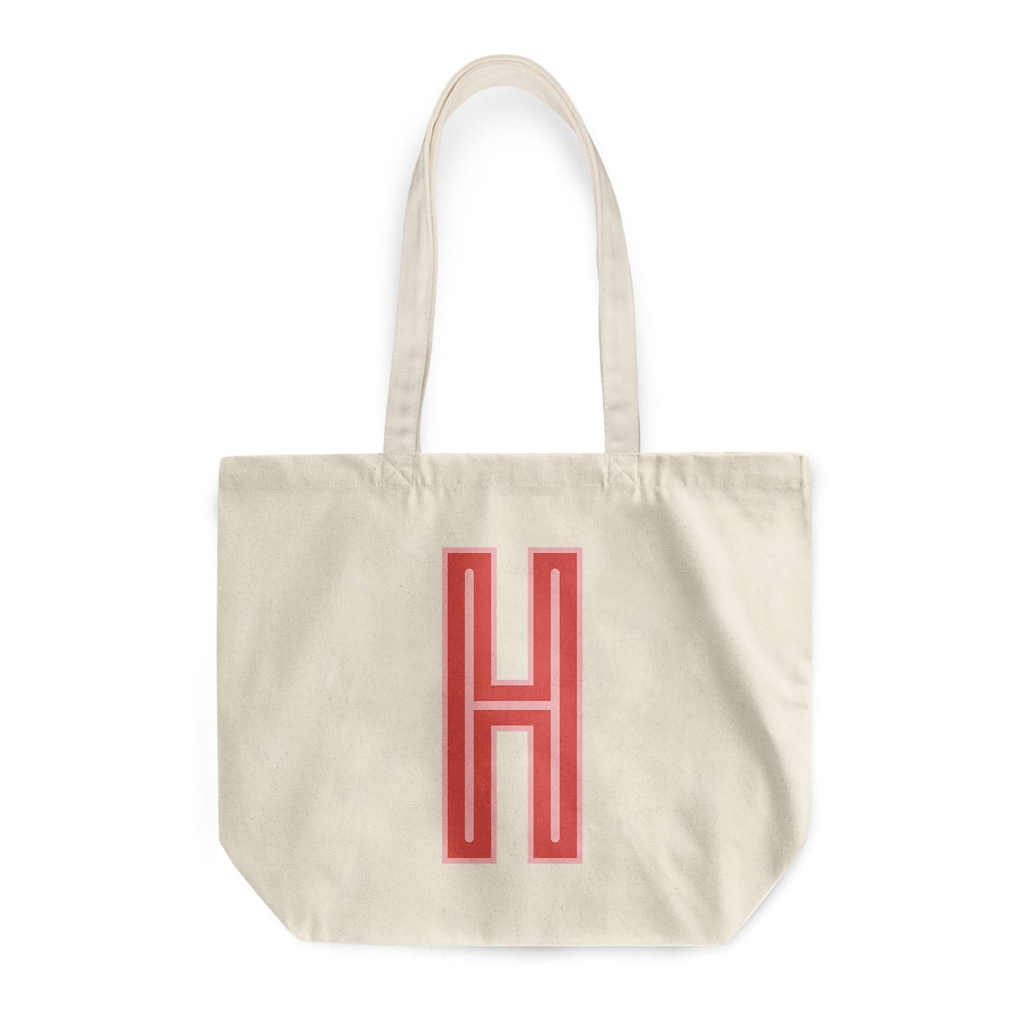 Canvas Tote - Single Initial - Red Pink - Shop LINNY CO