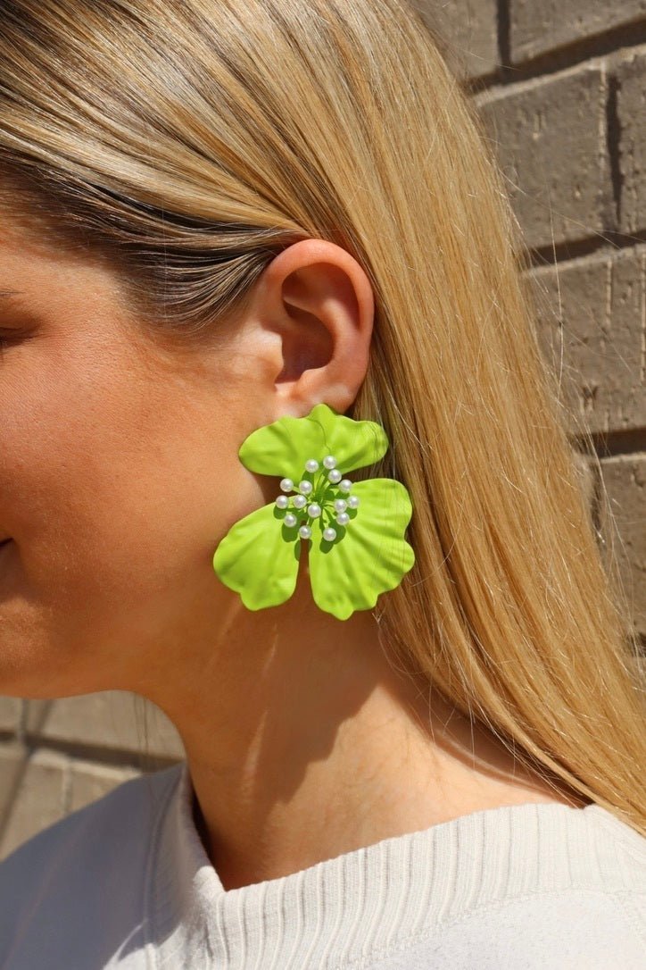 Capri Statement Earrings - Lime - Shop LINNY CO