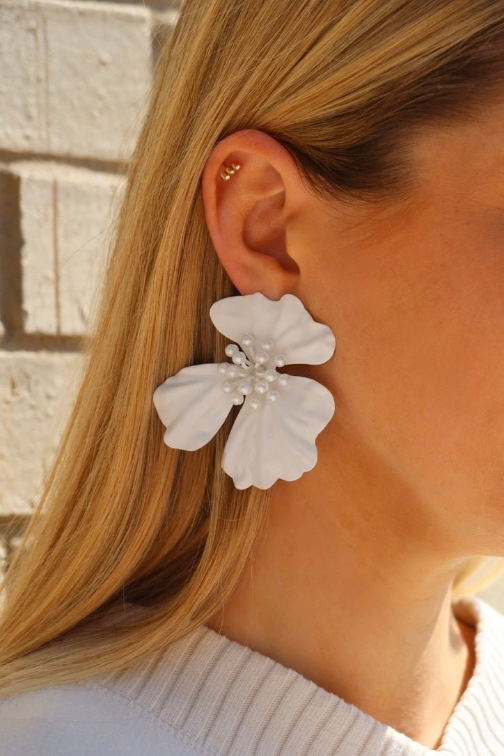 Capri Statement Earrings - White - Shop LINNY CO
