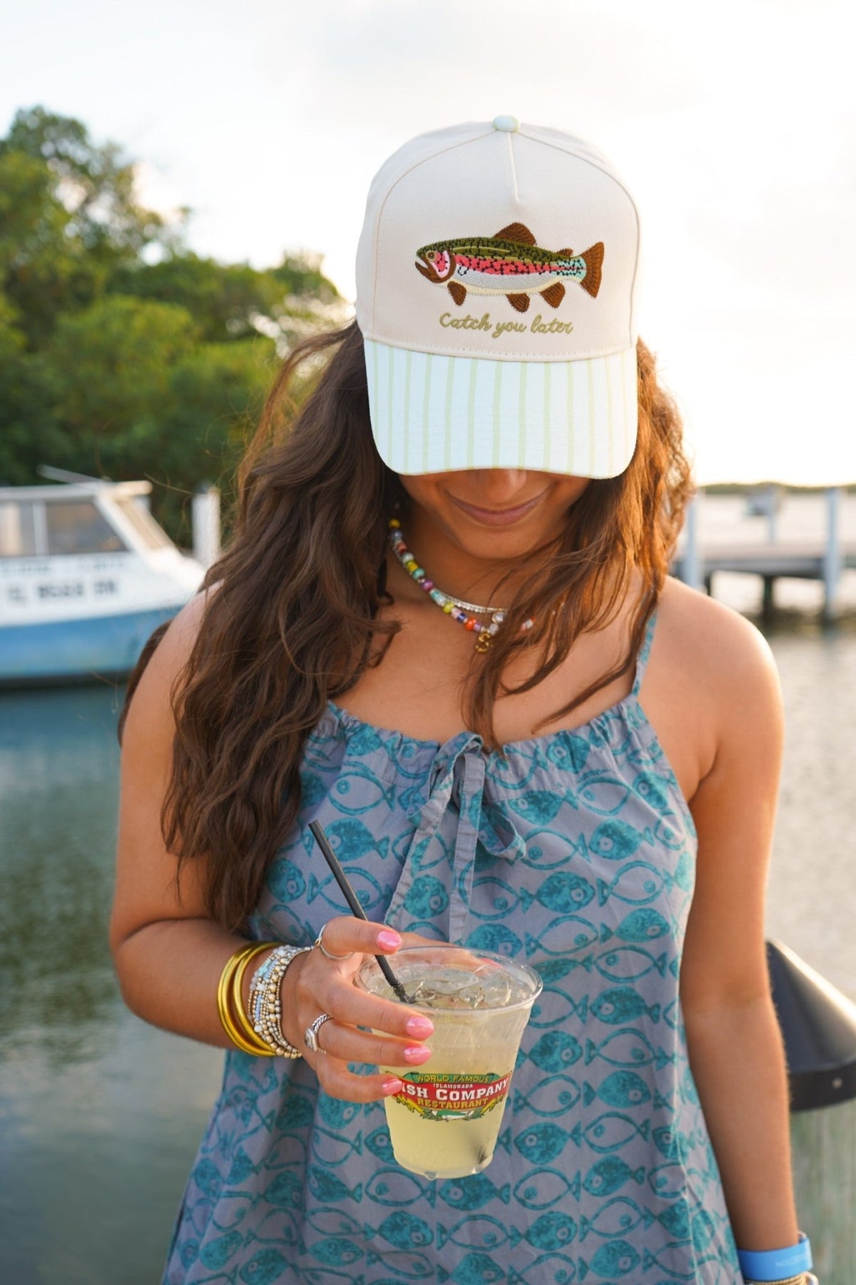 Catch You Later - Green Stripe Hat - Shop LINNY CO
