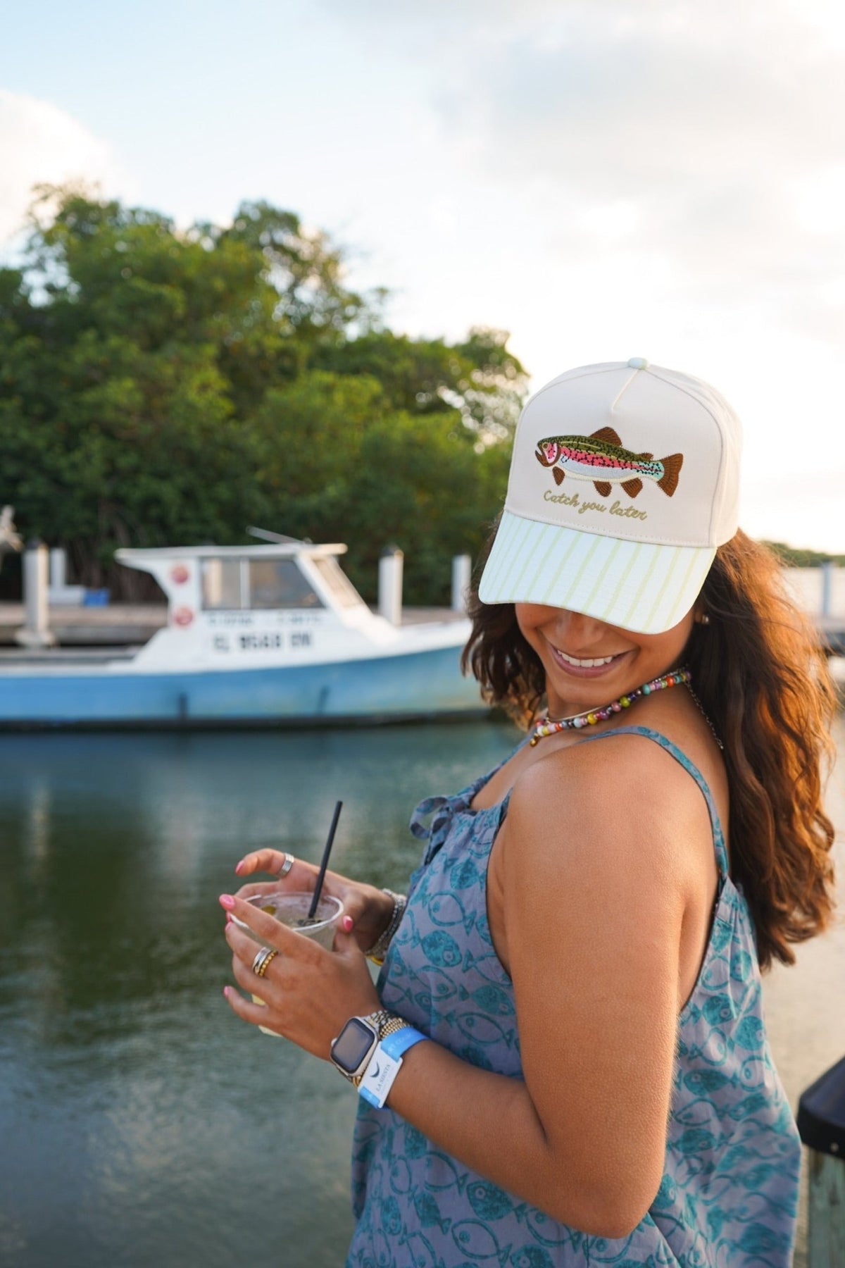 Catch You Later - Green Stripe Hat - Shop LINNY CO