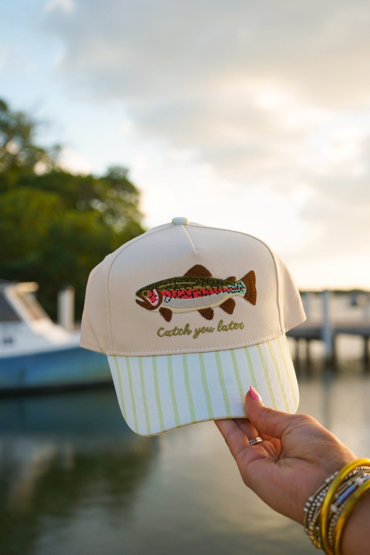 Catch You Later - Green Stripe Hat - Shop LINNY CO
