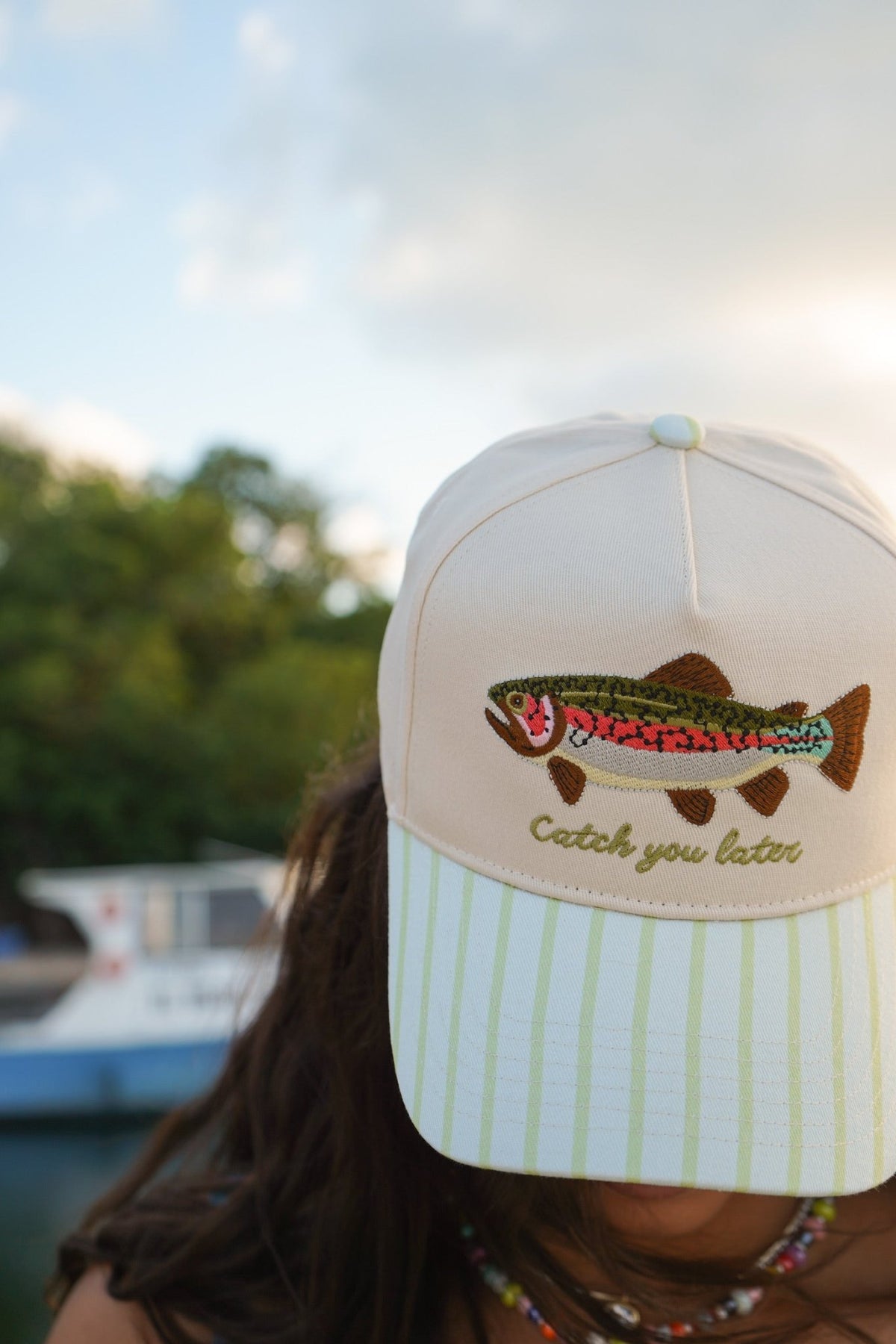 Catch You Later - Green Stripe Hat - Shop LINNY CO