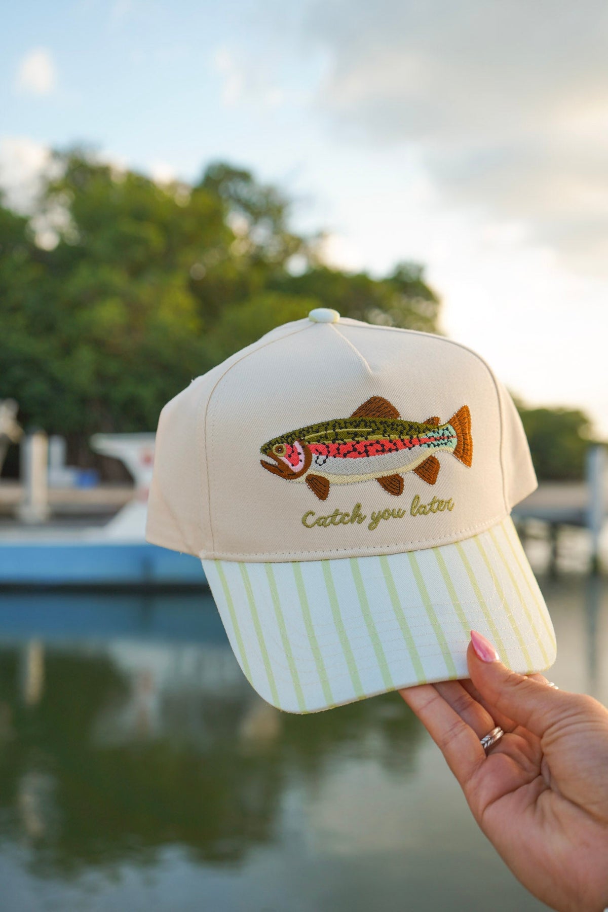 Catch You Later - Green Stripe Hat - Shop LINNY CO