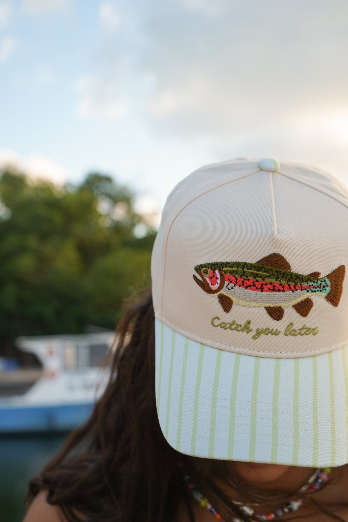 Catch You Later - Green Stripe Hat - Shop LINNY CO