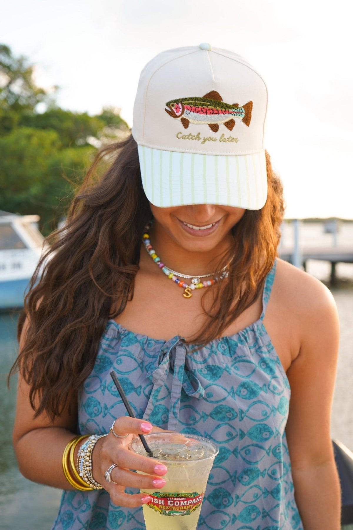 Catch You Later - Green Stripe Hat - Shop LINNY CO