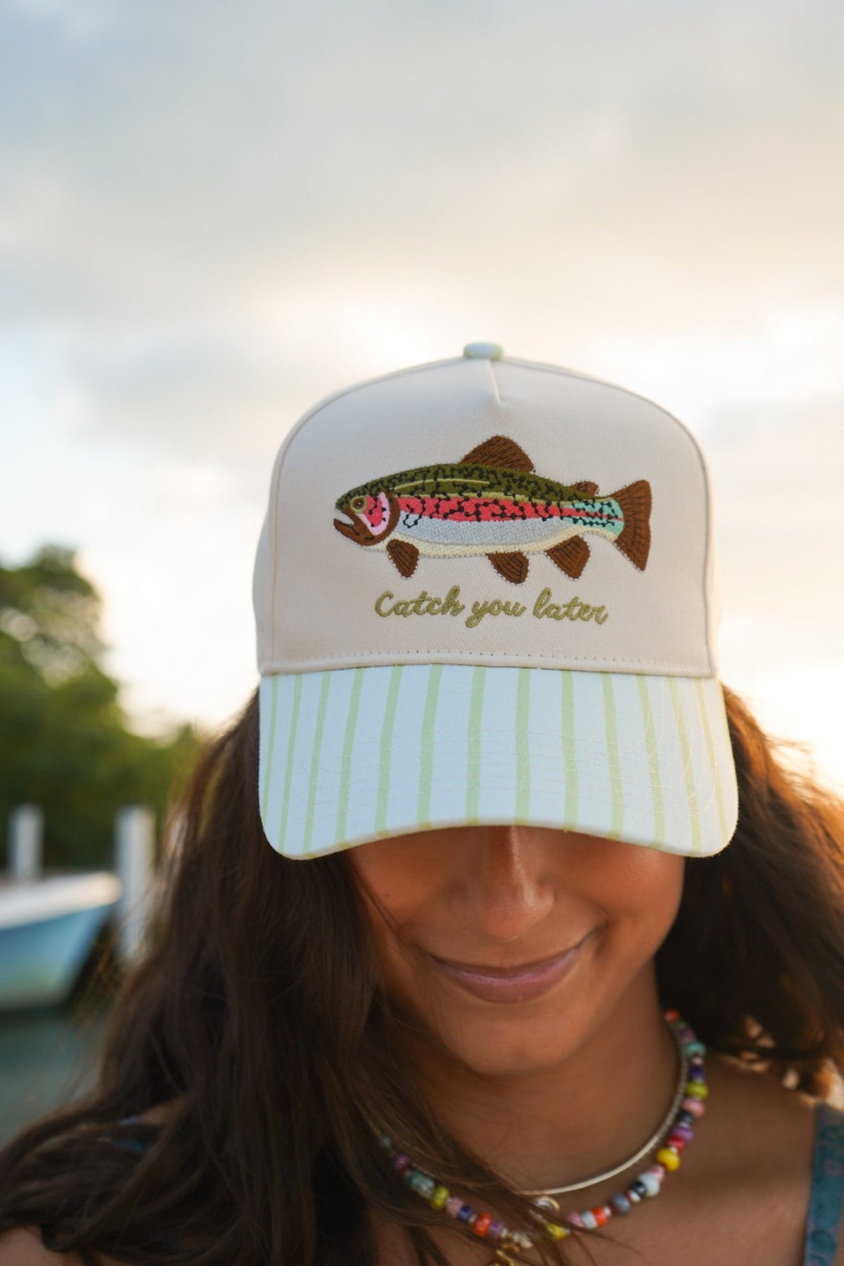 Catch You Later - Green Stripe Hat - Shop LINNY CO