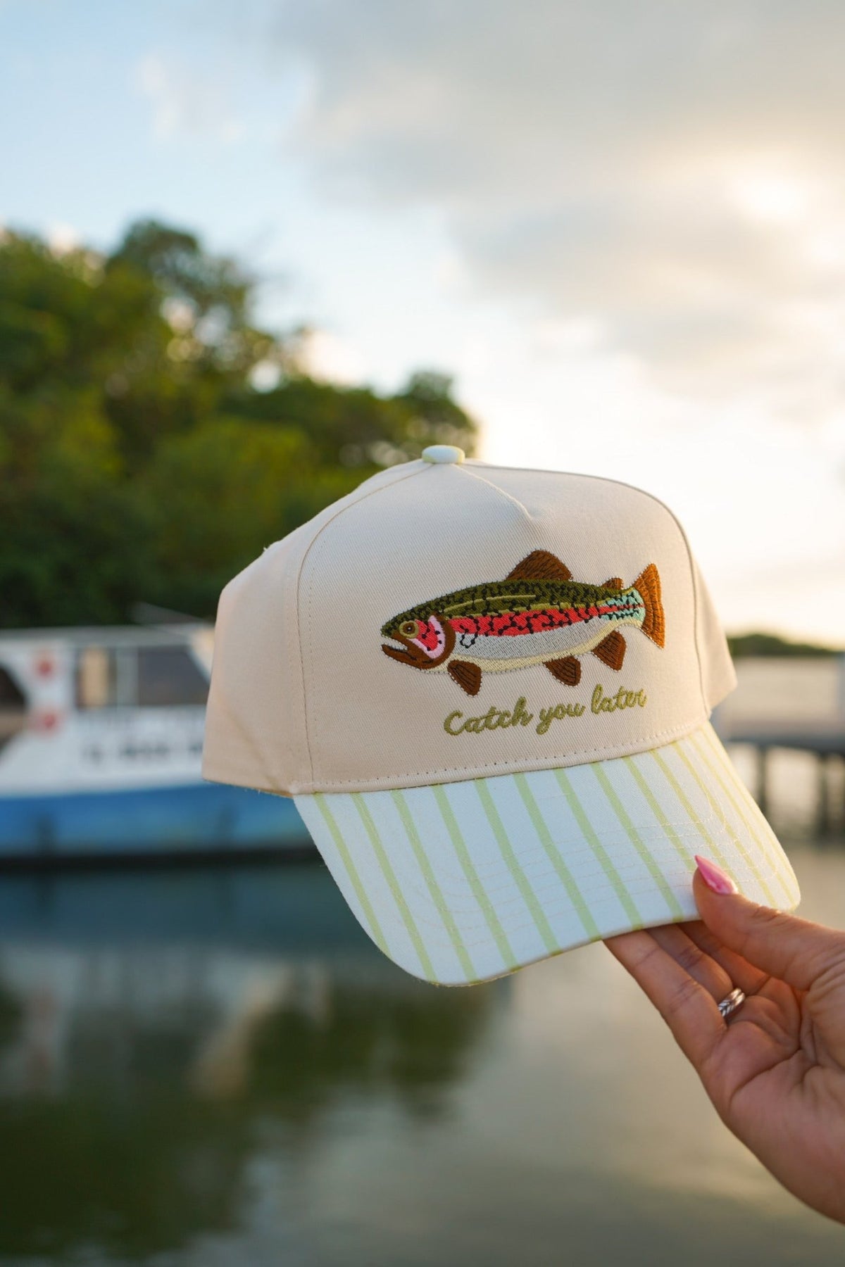 Catch You Later - Green Stripe Hat - Shop LINNY CO