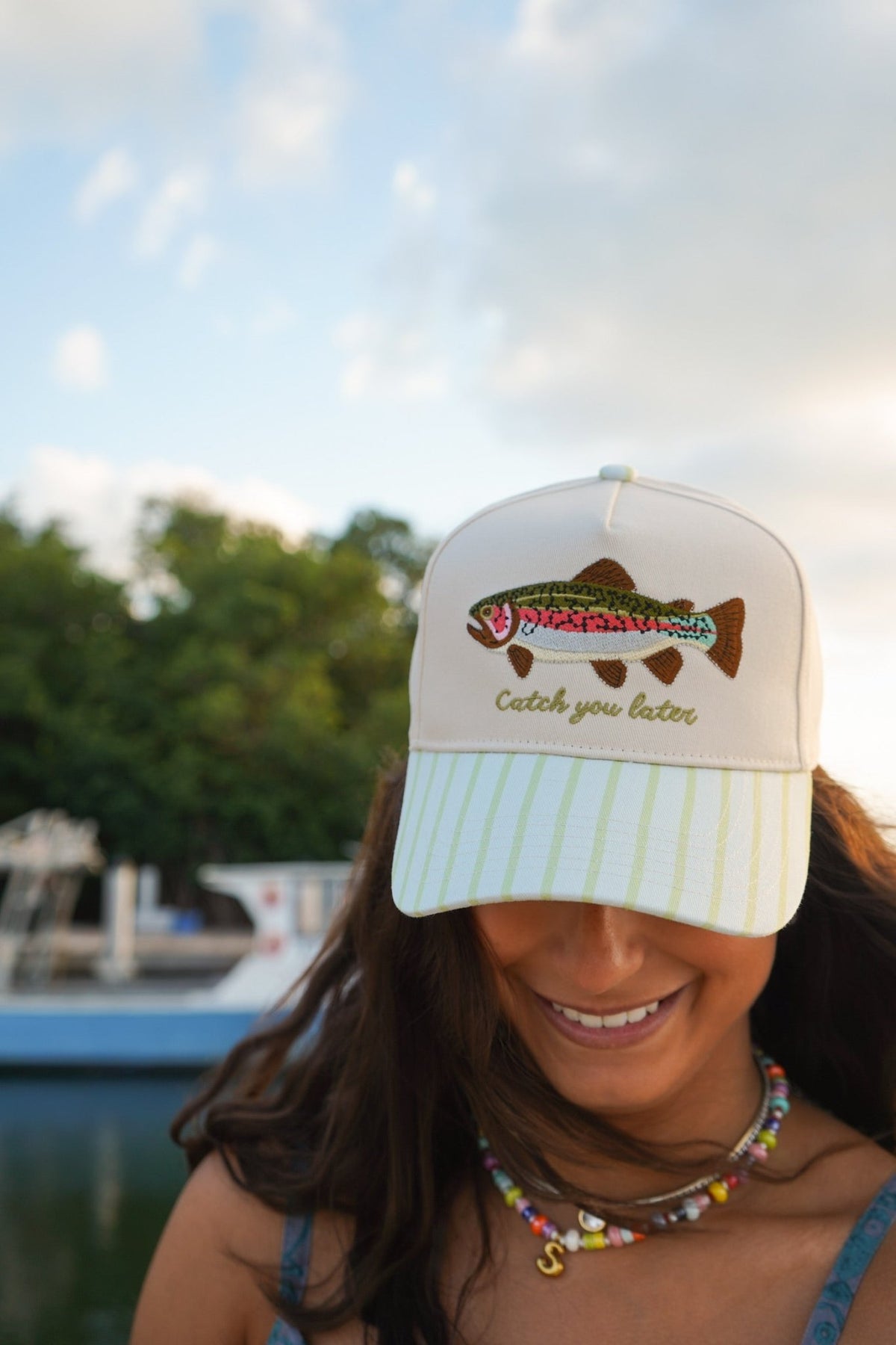 Catch You Later - Green Stripe Hat - Shop LINNY CO
