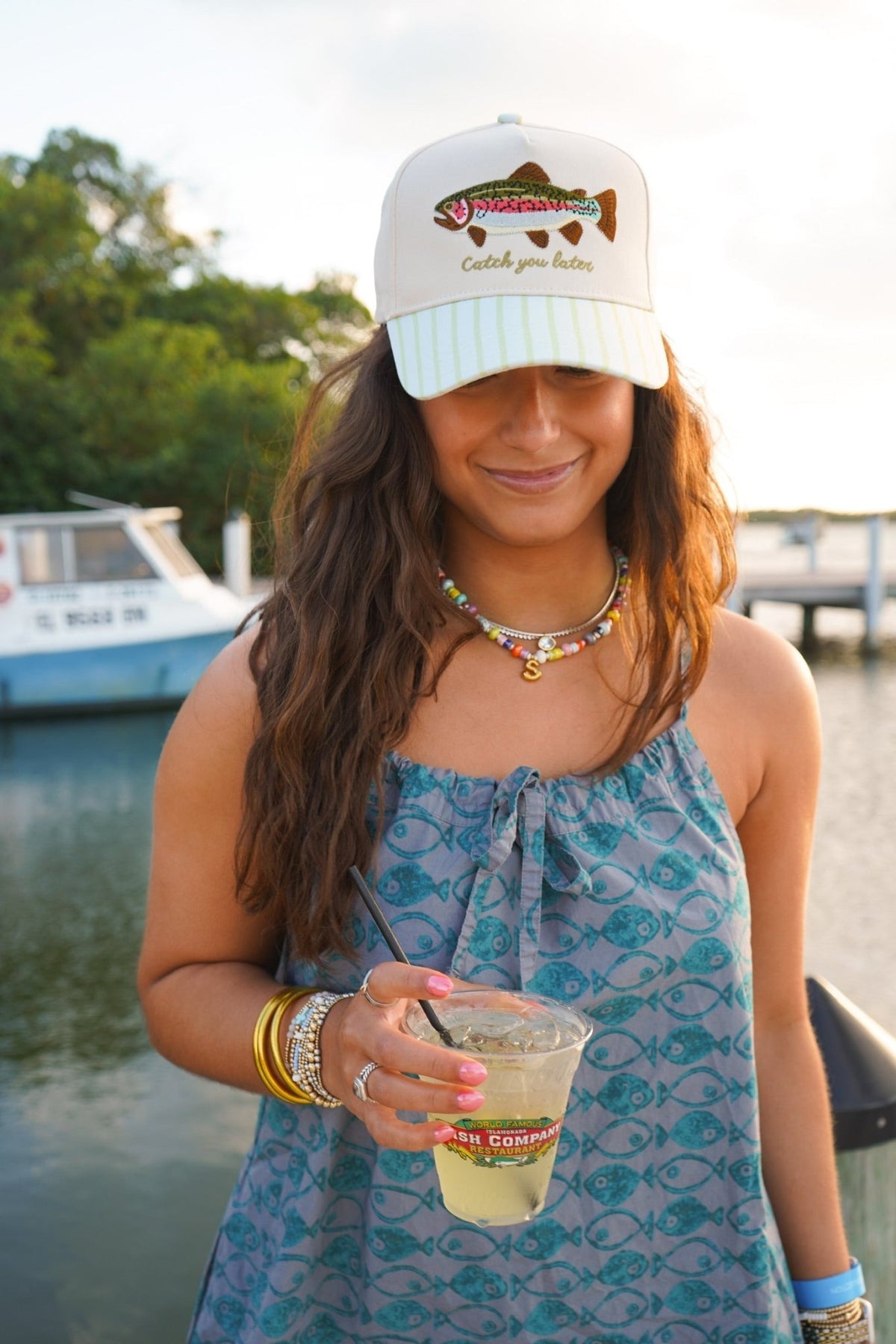 Catch You Later - Green Stripe Hat - Shop LINNY CO