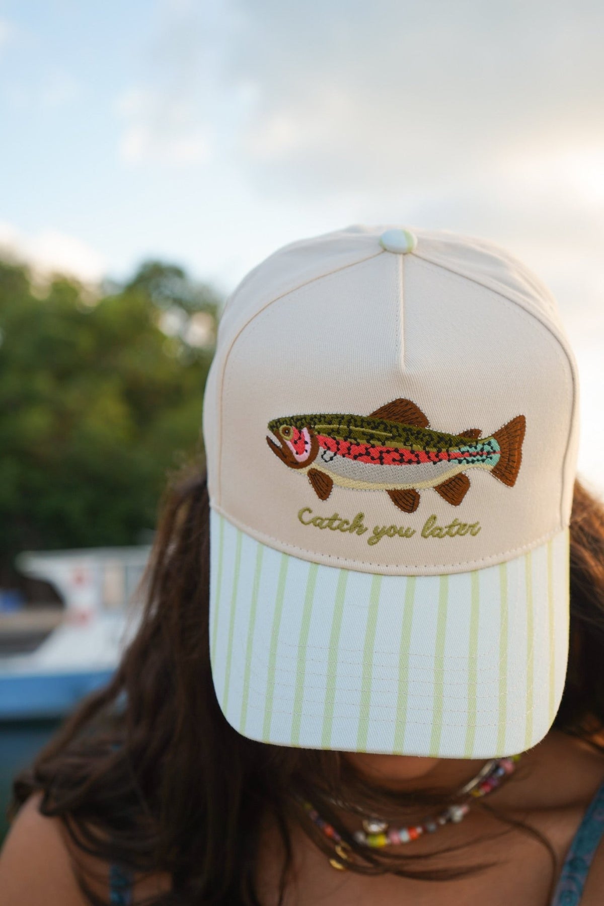 Catch You Later - Green Stripe Hat - Shop LINNY CO