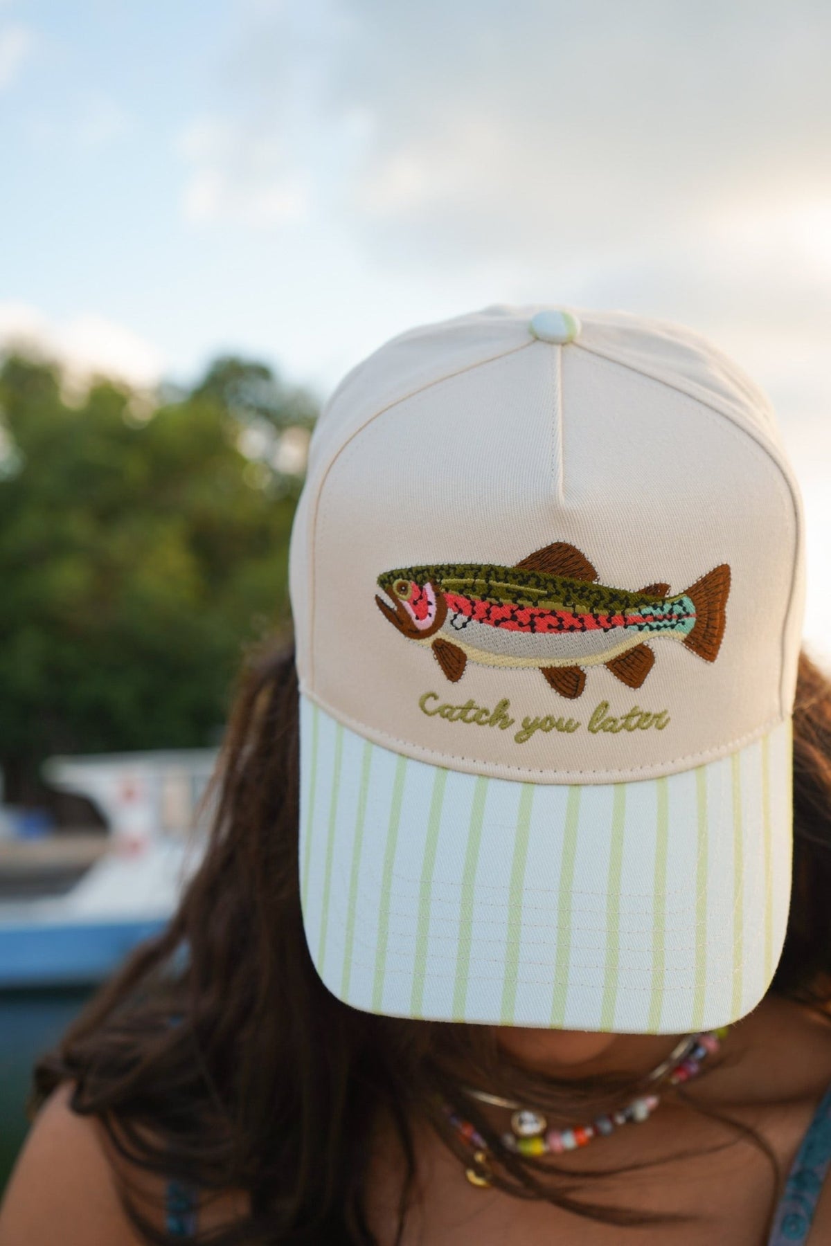 Catch You Later - Green Stripe Hat - Shop LINNY CO