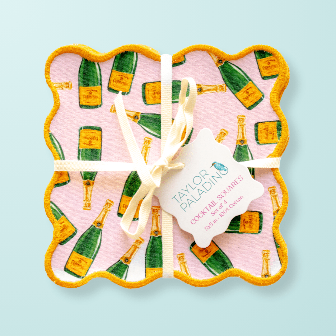 Champagne Bottles Pink Cocktail Squares - Shop LINNY CO