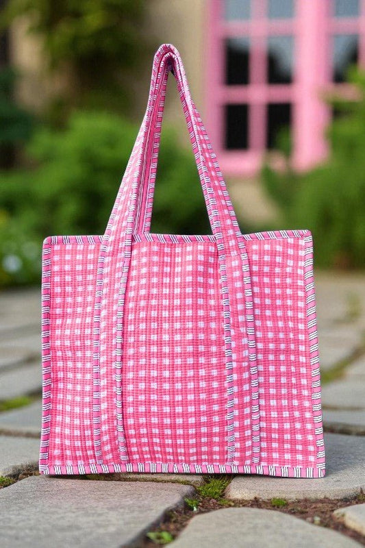 Checkmate Pink Gingham Tote Bag - Shop LINNY CO