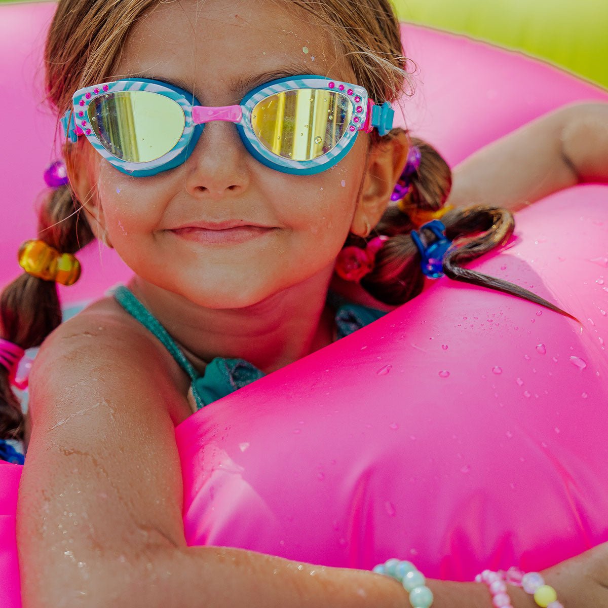 Cleo in Bella Blue Girl Kids' Swim Goggles - Shop LINNY CO