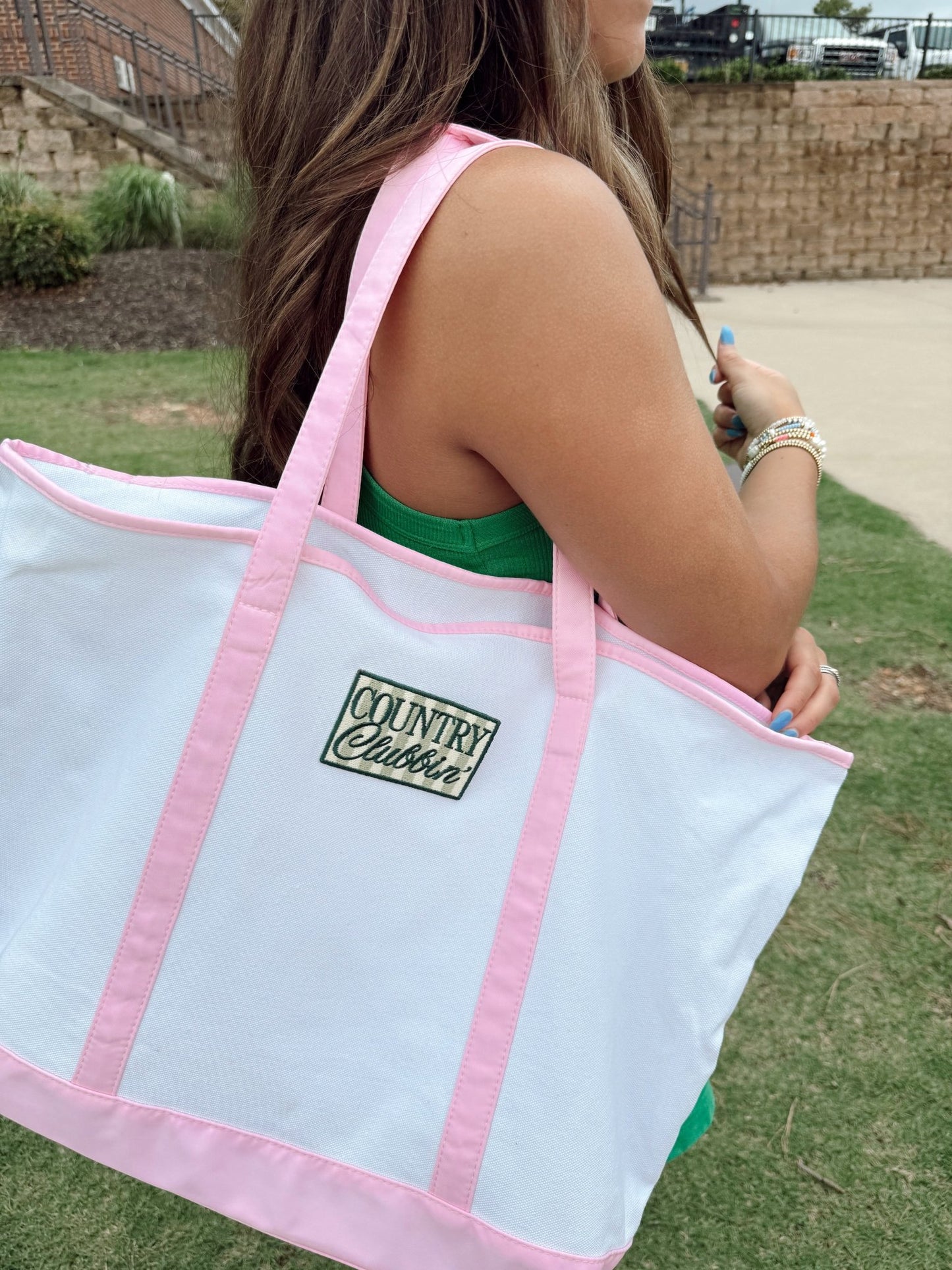 Country Clubbin' - Pink Canvas Tote - Shop LINNY CO
