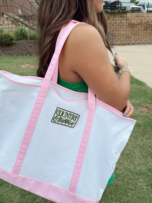 Country Clubbin' - Pink Canvas Tote - Shop LINNY CO