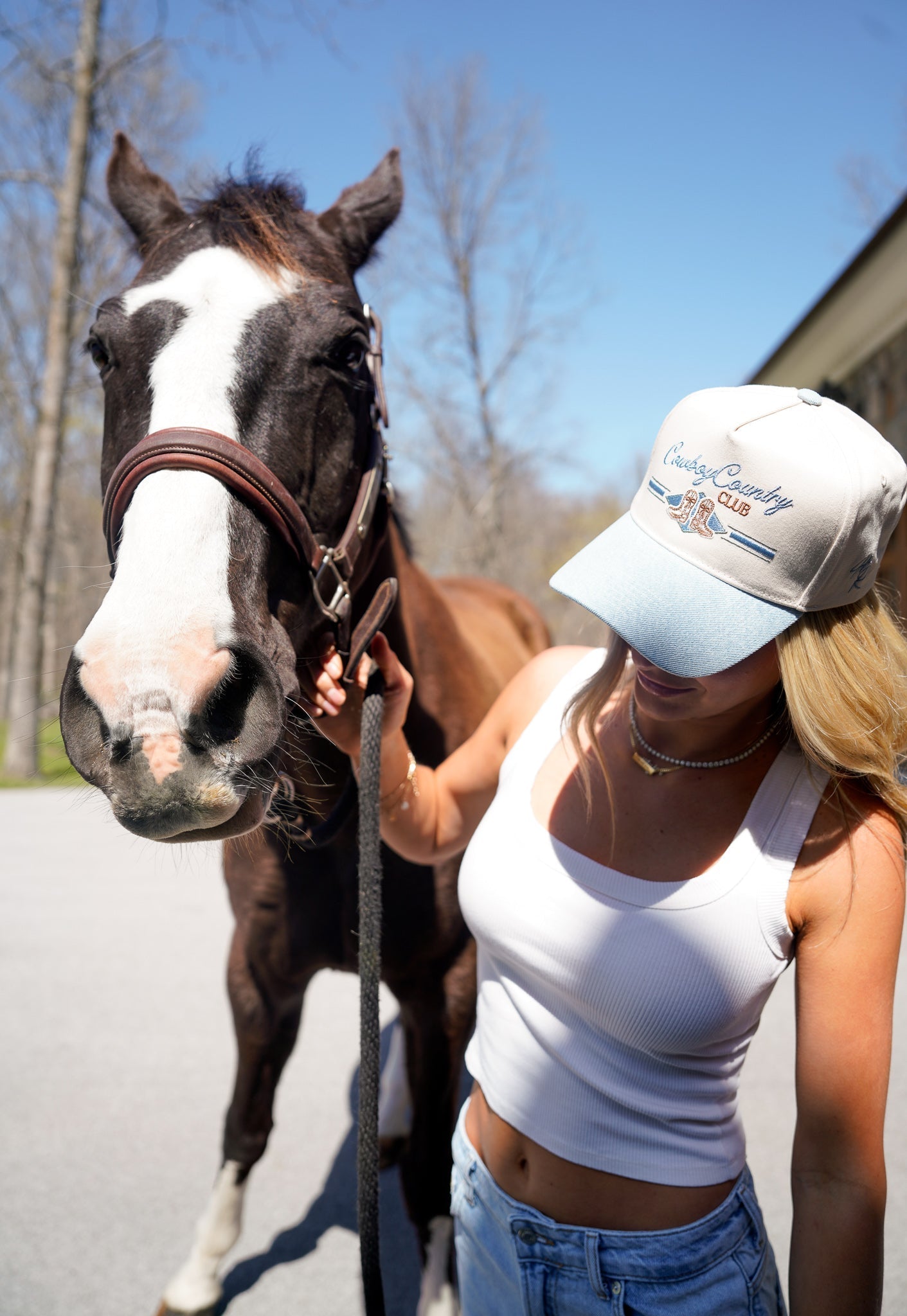 Cowboy Country Club - Denim Vintage Trucker Hat - Shop LINNY CO