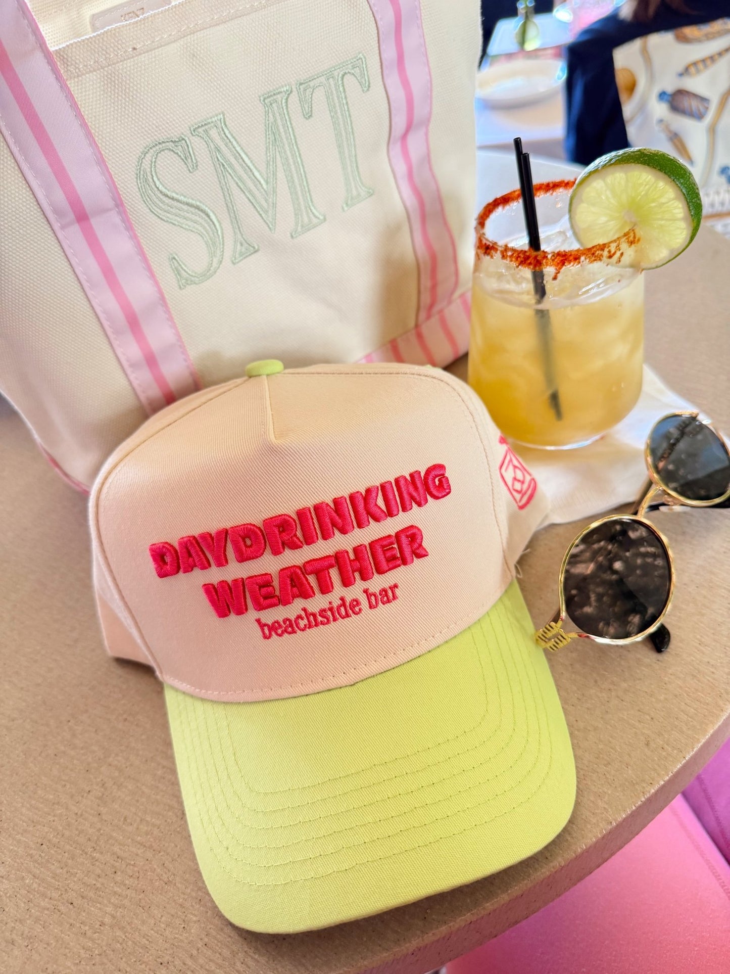 Day Drinking Weather - Lime Green Trucker Hat - Shop LINNY CO