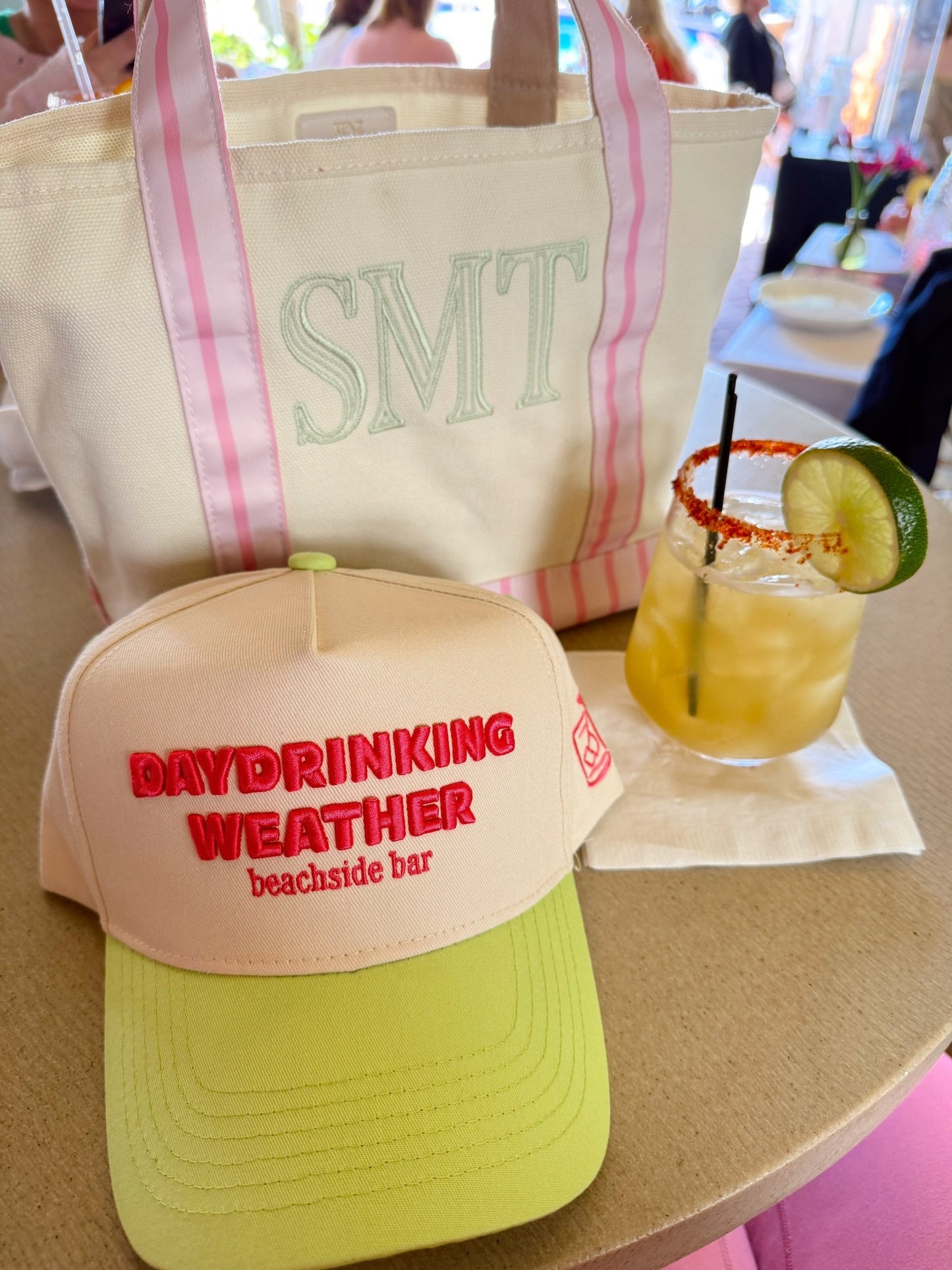 Day Drinking Weather - Lime Green Trucker Hat - Shop LINNY CO