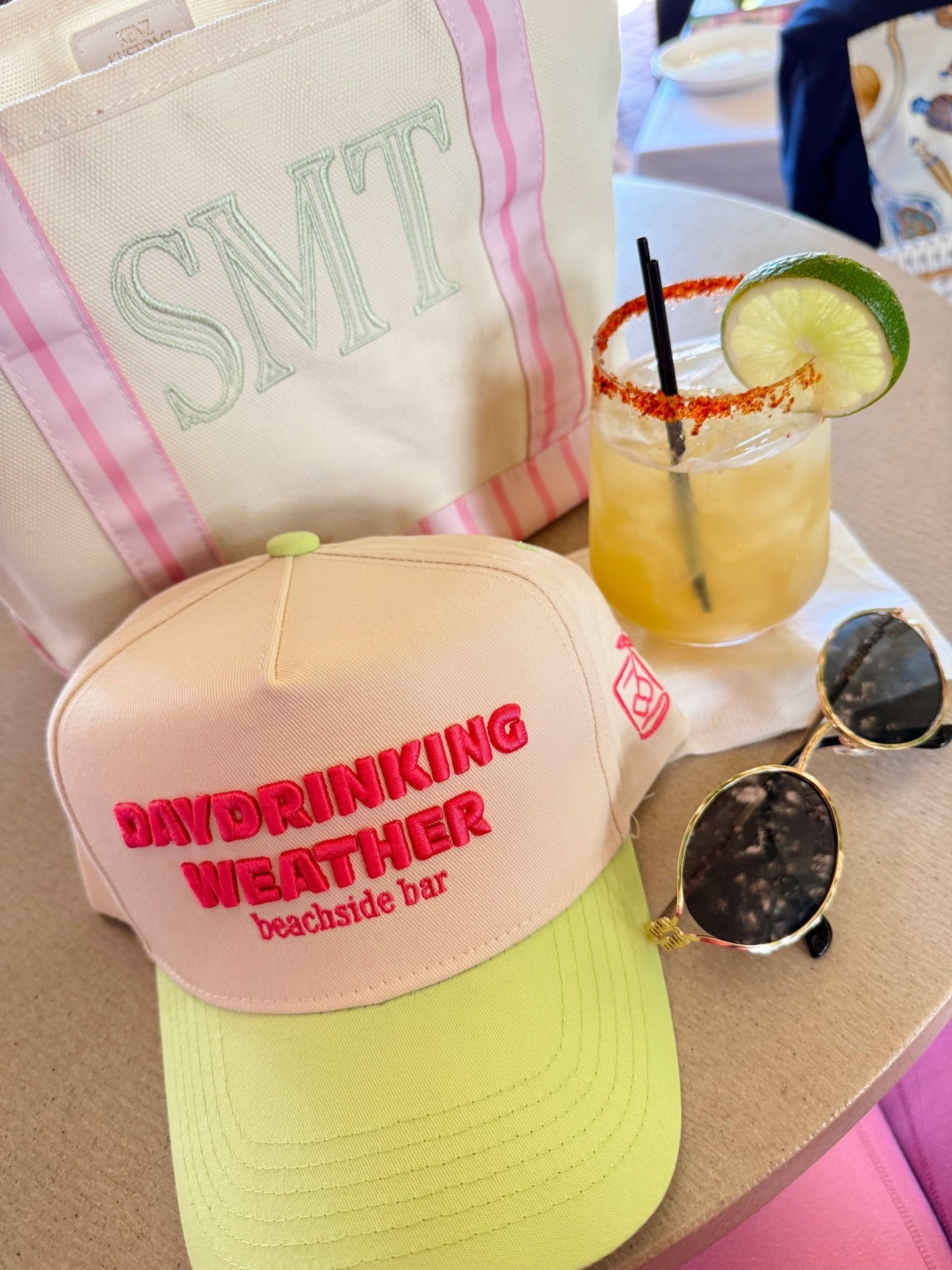 Day Drinking Weather - Lime Green Trucker Hat - Shop LINNY CO