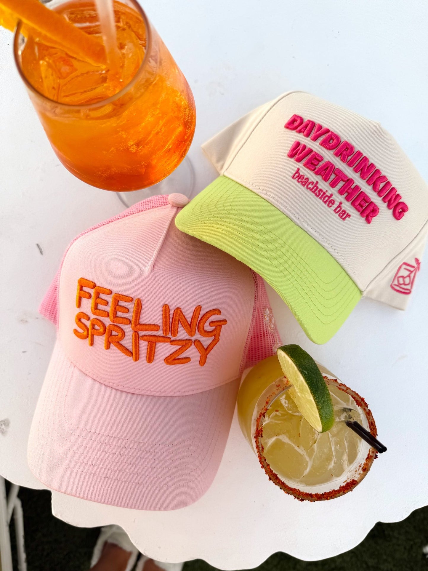 Day Drinking Weather - Lime Green Trucker Hat - Shop LINNY CO