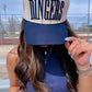 Dingers - Navy Stripe Vintage Trucker Hat - PREORDER - Shop LINNY CO